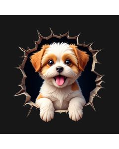 Hey, Happy Pup Bursting Through The Universe'S Edge