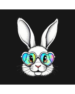 Whimsical Hare In Rainbow Heart-Shaped Shades